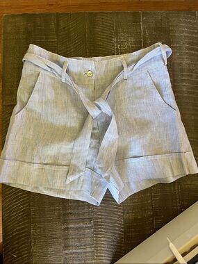 Idillio Positano Striped Linen Shorts in Blue & White